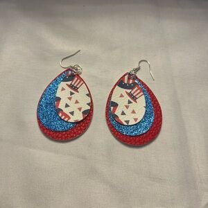 Red and Blue Teardrop Earrings